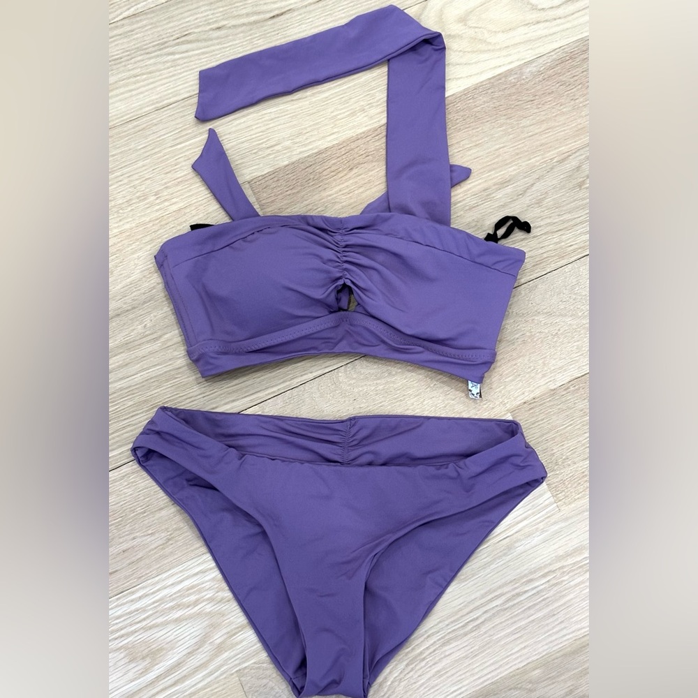 BECCA Multi Way Bandeau Bikini set Tie Back Women's Size M Fig